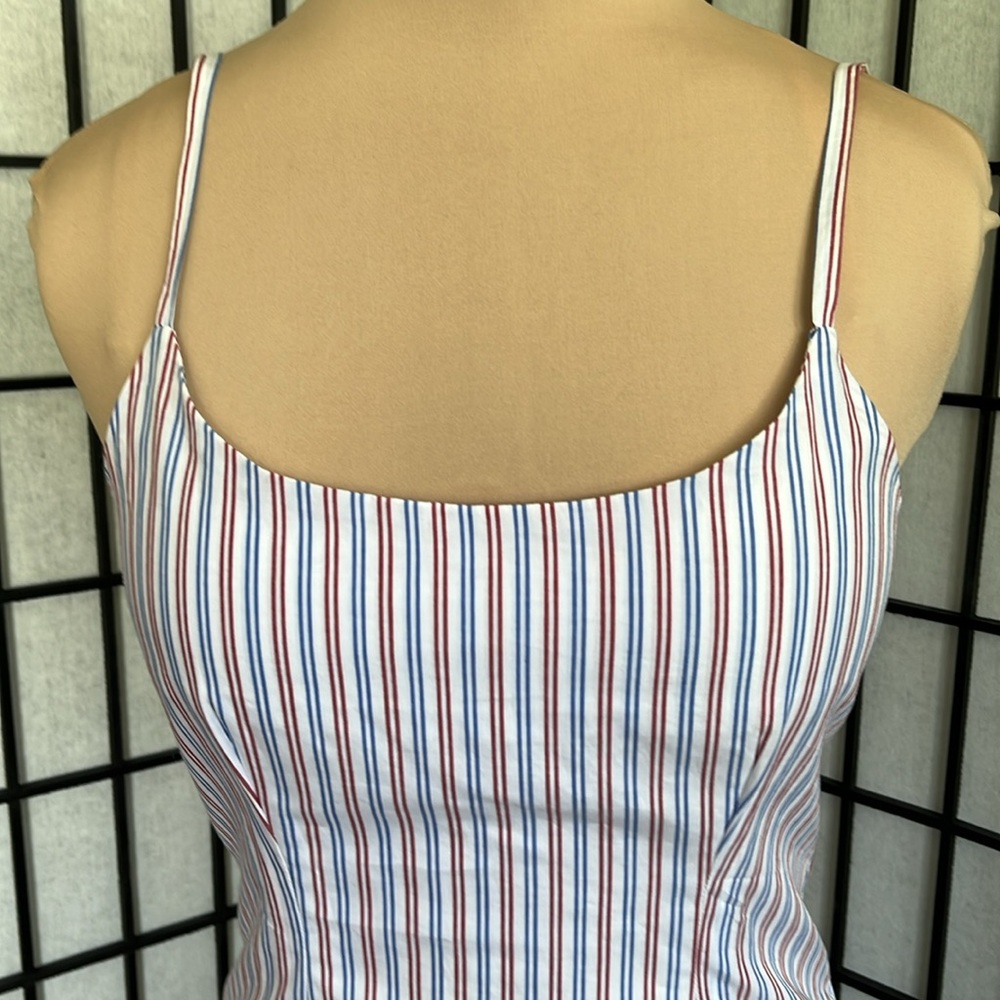 Orinoco Red, White, and Blue Spaghetti Strap Dress with Hidden Zipper S